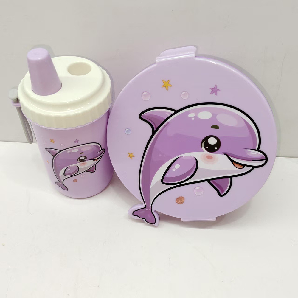 SET LONCHERA + TOMATODO DELFIN Y SIRENA KAWAI 