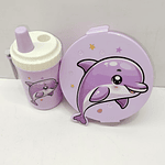 SET LONCHERA + TOMATODO DELFIN Y SIRENA KAWAI 
