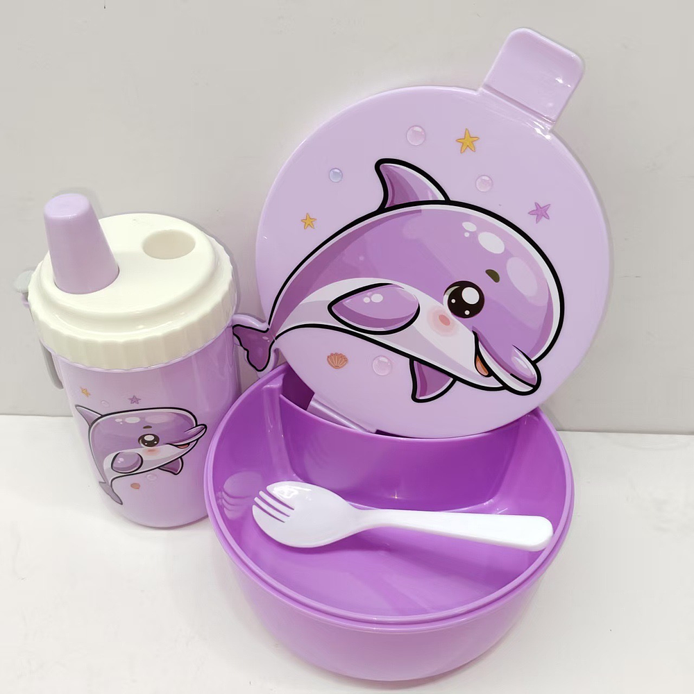 SET LONCHERA + TOMATODO DELFIN Y SIRENA KAWAI 