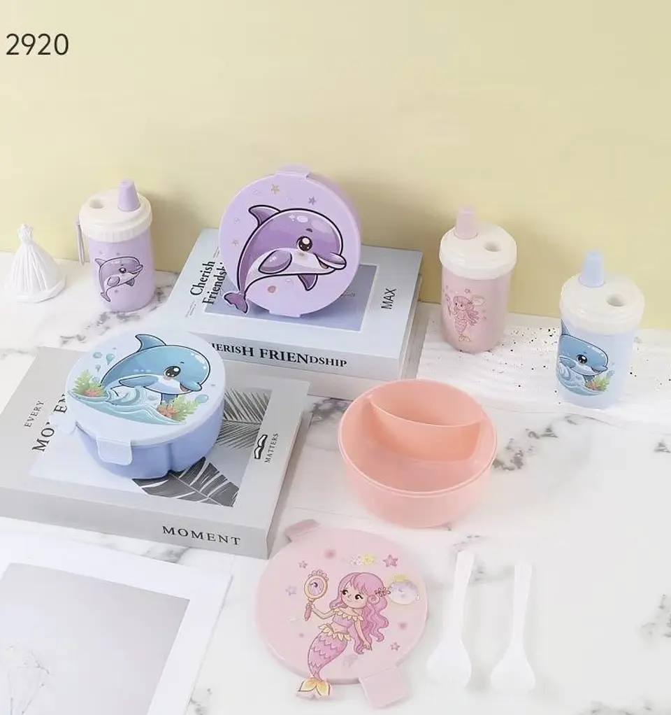 SET LONCHERA + TOMATODO DELFIN Y SIRENA KAWAI  5