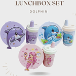 SET LONCHERA + TOMATODO DELFIN Y SIRENA KAWAI 