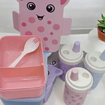 SET LONCHERA + TOMATODO JIRAFA KAWAI 