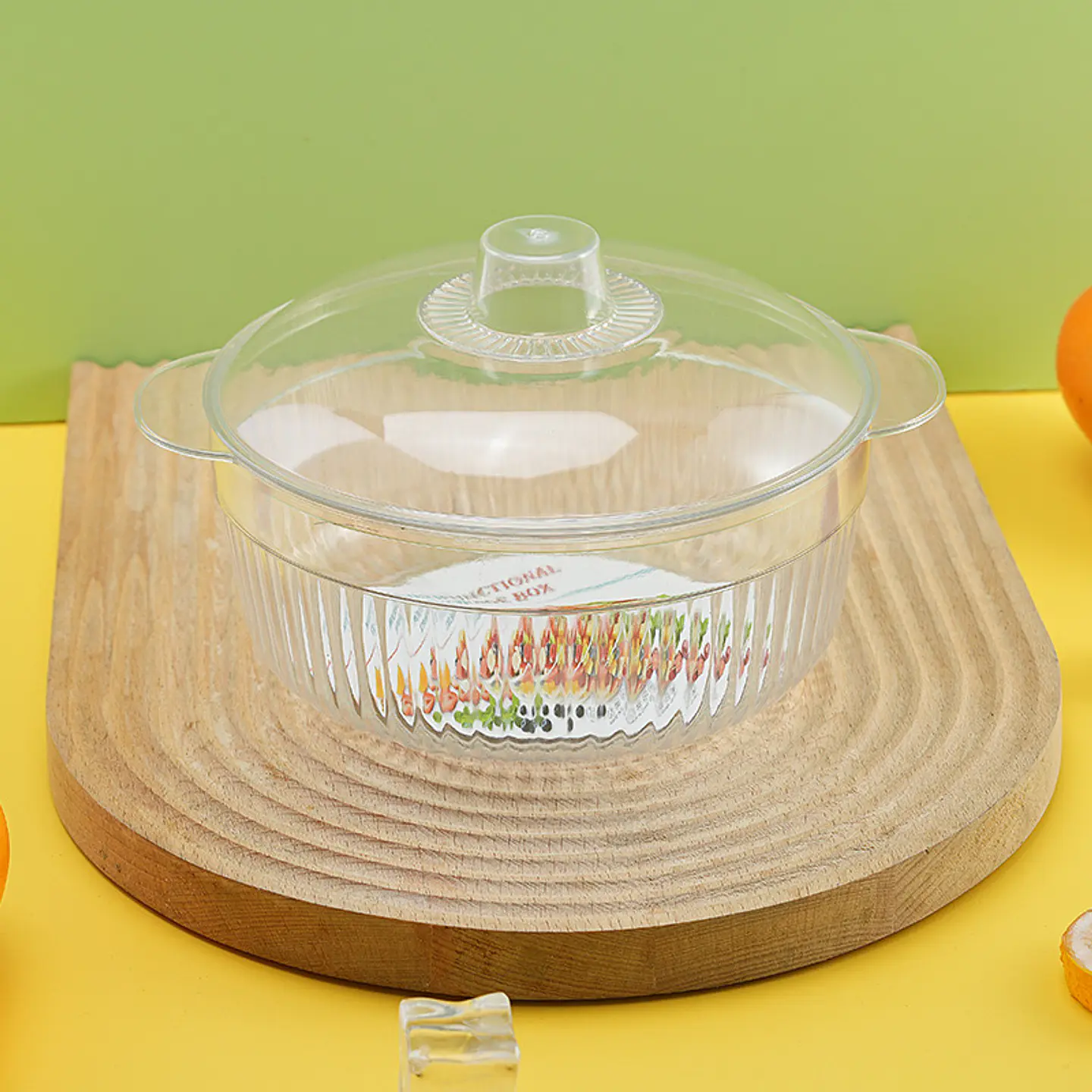 FUENTE ENSALADERA ACRILICA TRANSPARENTE CON TAPA 19x11.5CM 2