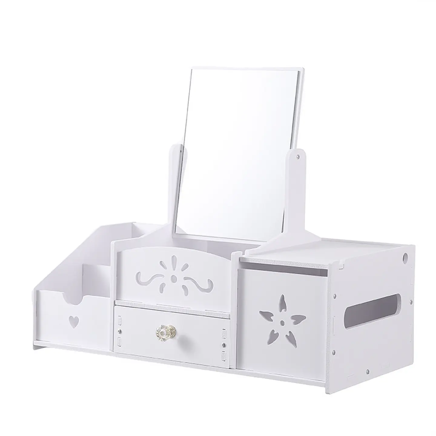 JOYERO ORGANIZADOR ESPEJO CUADRADO CON DISPENSADOR DE PAPEL BLANCO 2