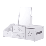 JOYERO ORGANIZADOR ESPEJO CUADRADO CON DISPENSADOR DE PAPEL BLANCO