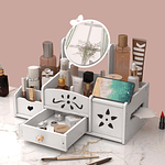 JOYERO ORGANIZADOR ESPEJO REDONDO LAZO CON DISPENSADOR DE PAPEL BLANCO