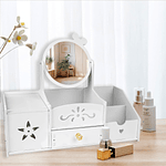 JOYERO ORGANIZADOR ESPEJO REDONDO LAZO CON DISPENSADOR DE PAPEL BLANCO