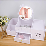 JOYERO ORGANIZADOR ESPEJO REDONDO LAZO CON DISPENSADOR DE PAPEL BLANCO