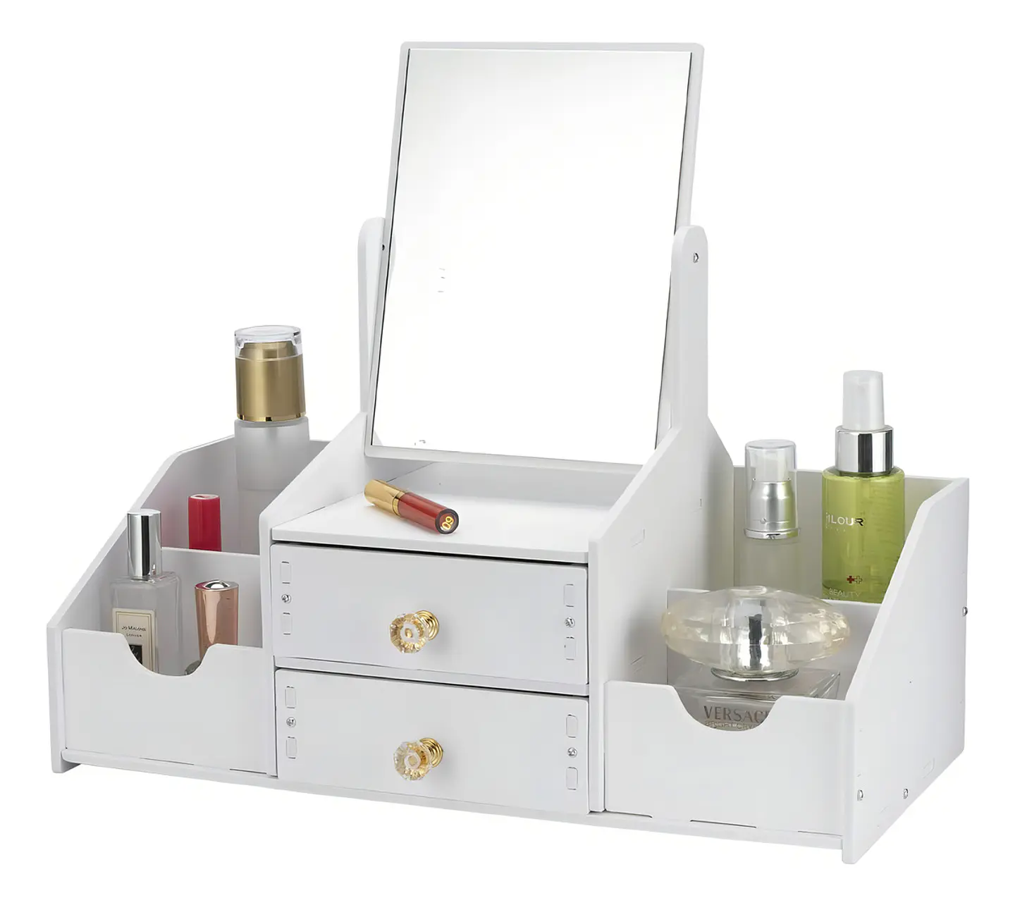 JOYERO ORGANIZADOR ESPEJO CUADRADO COLOR BLANCO 1