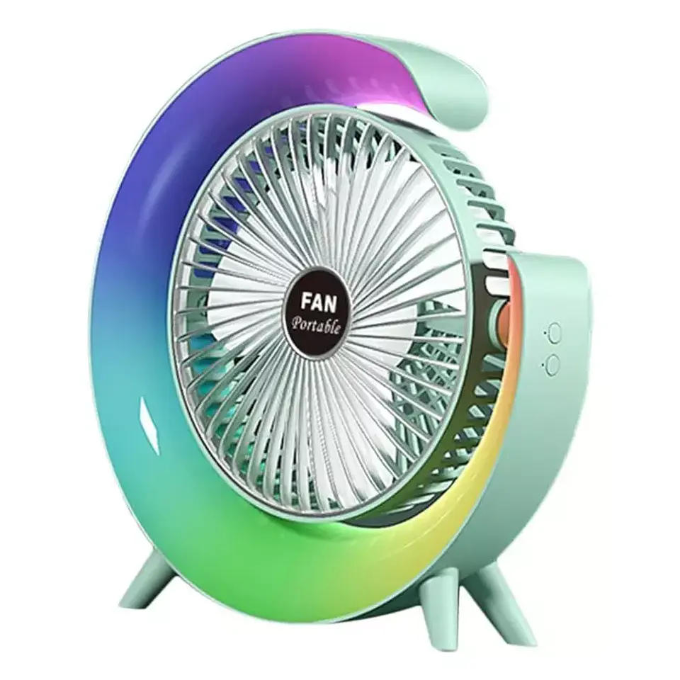 VENTILADOR DE ESCRITORIO RGB MULTICOLOR LAMPARA PORTATIL USB 4