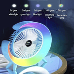 VENTILADOR DE ESCRITORIO RGB MULTICOLOR LAMPARA PORTATIL USB
