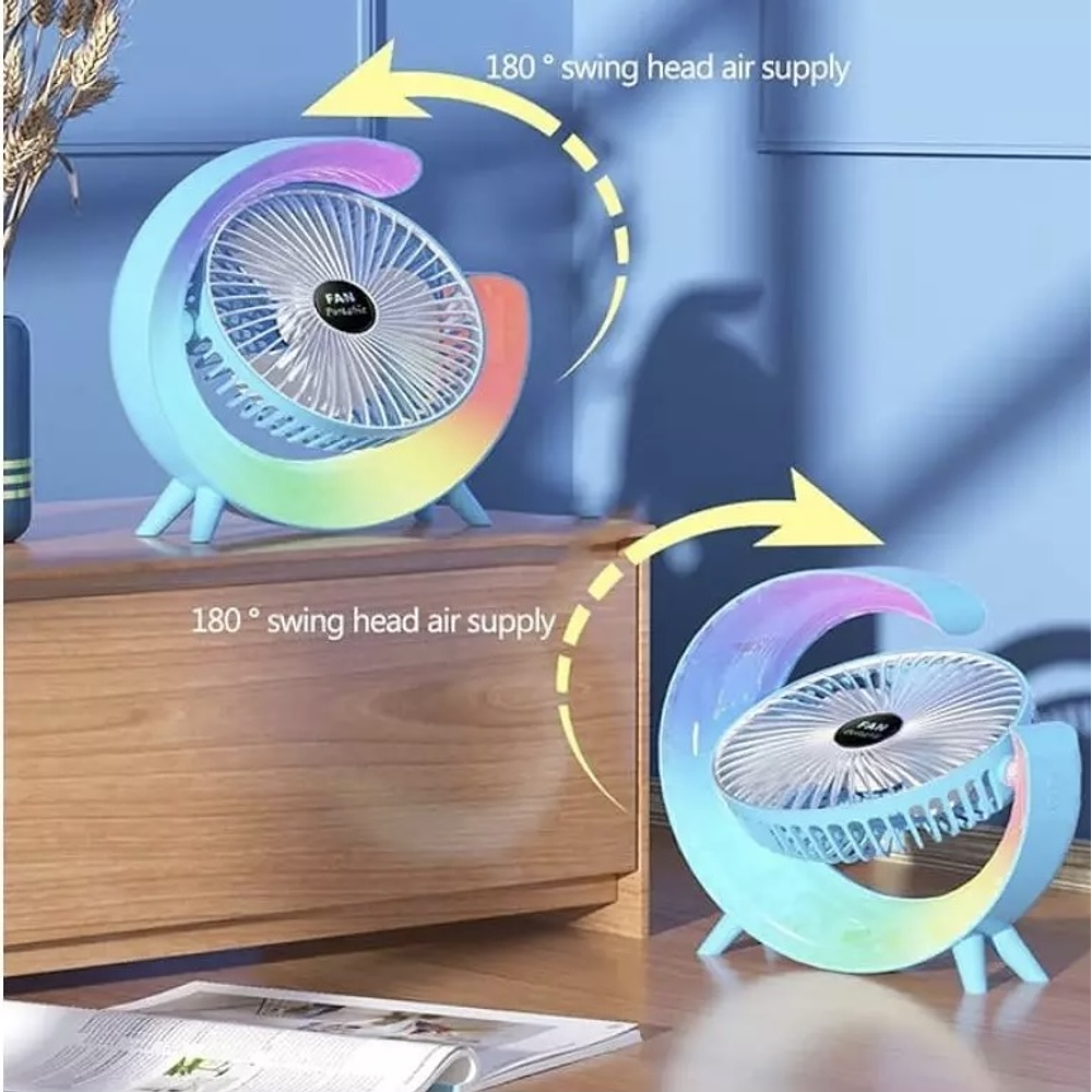 VENTILADOR DE ESCRITORIO RGB MULTICOLOR LAMPARA PORTATIL USB