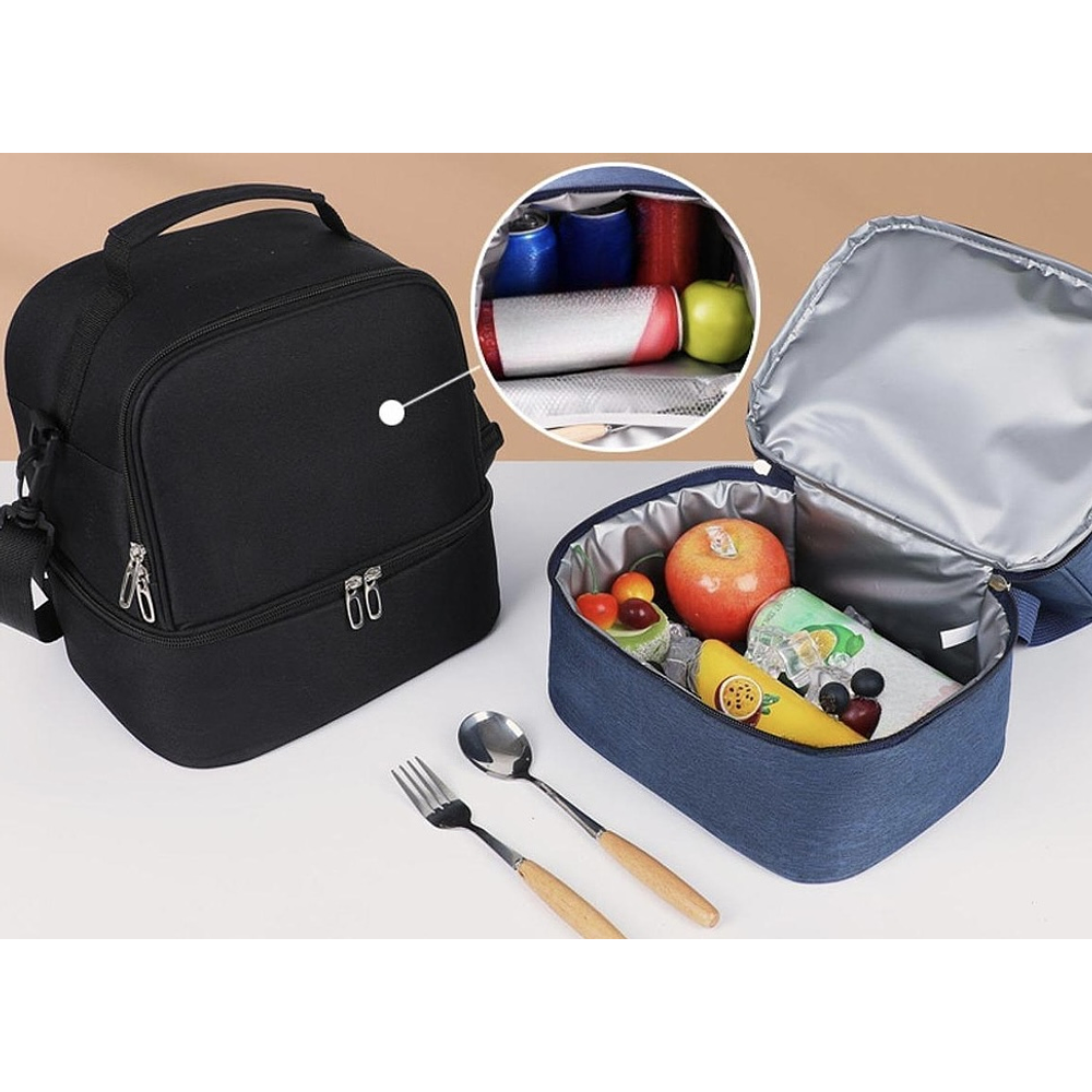 BOLSO LONCHERA TERMICA 2 NIVELES CON CORREA COLGANTE 