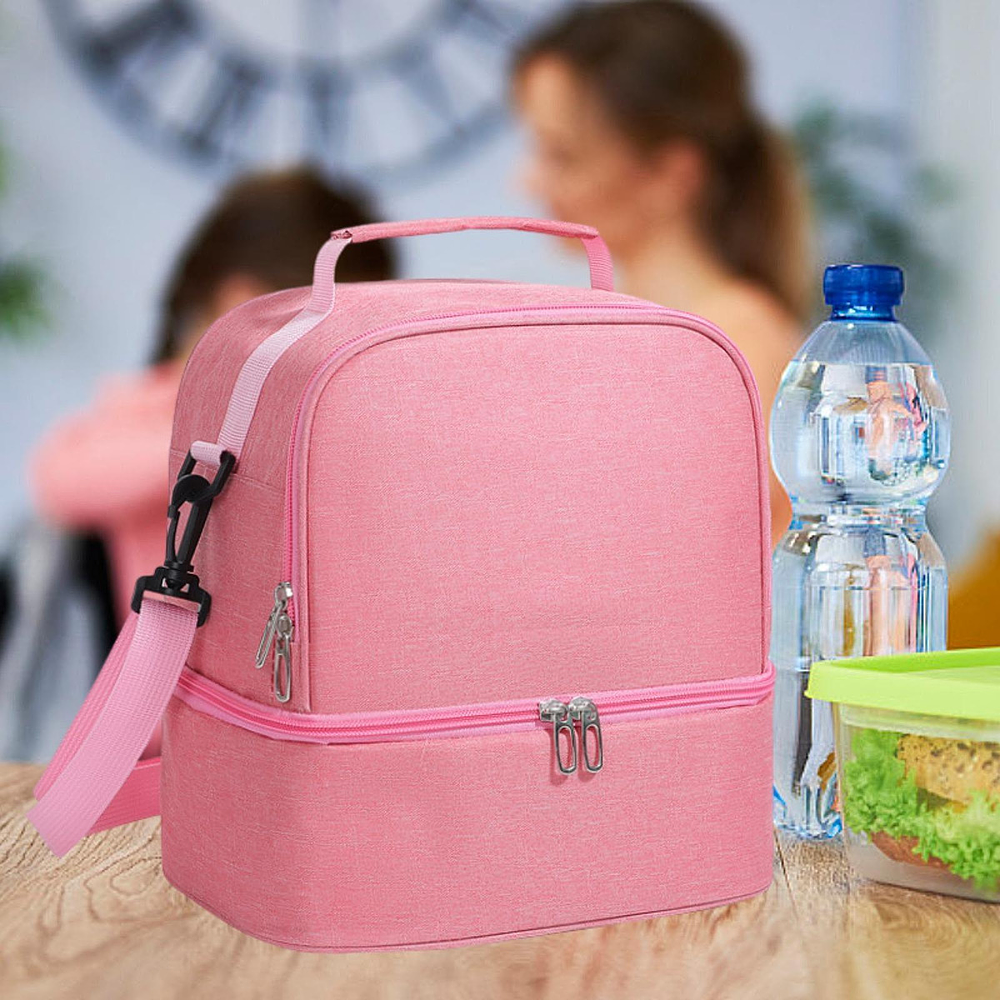 BOLSO LONCHERA TERMICA 2 NIVELES CON CORREA COLGANTE 