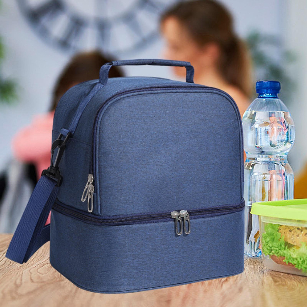 BOLSO LONCHERA TERMICA 2 NIVELES CON CORREA COLGANTE 