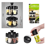 SET DE 12 ESPECIEROS CONDIMENTEROS DE VIDRIO 2 NIVELES CON BASE GIRATORIO 