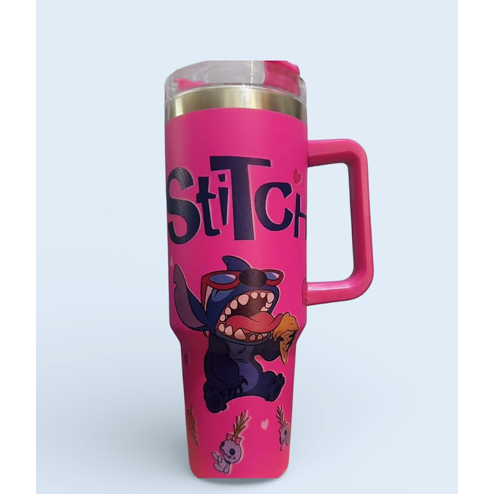 VASO CON ASA TERMICO ACERO INOXIDABLE DE STITCH 1200ML