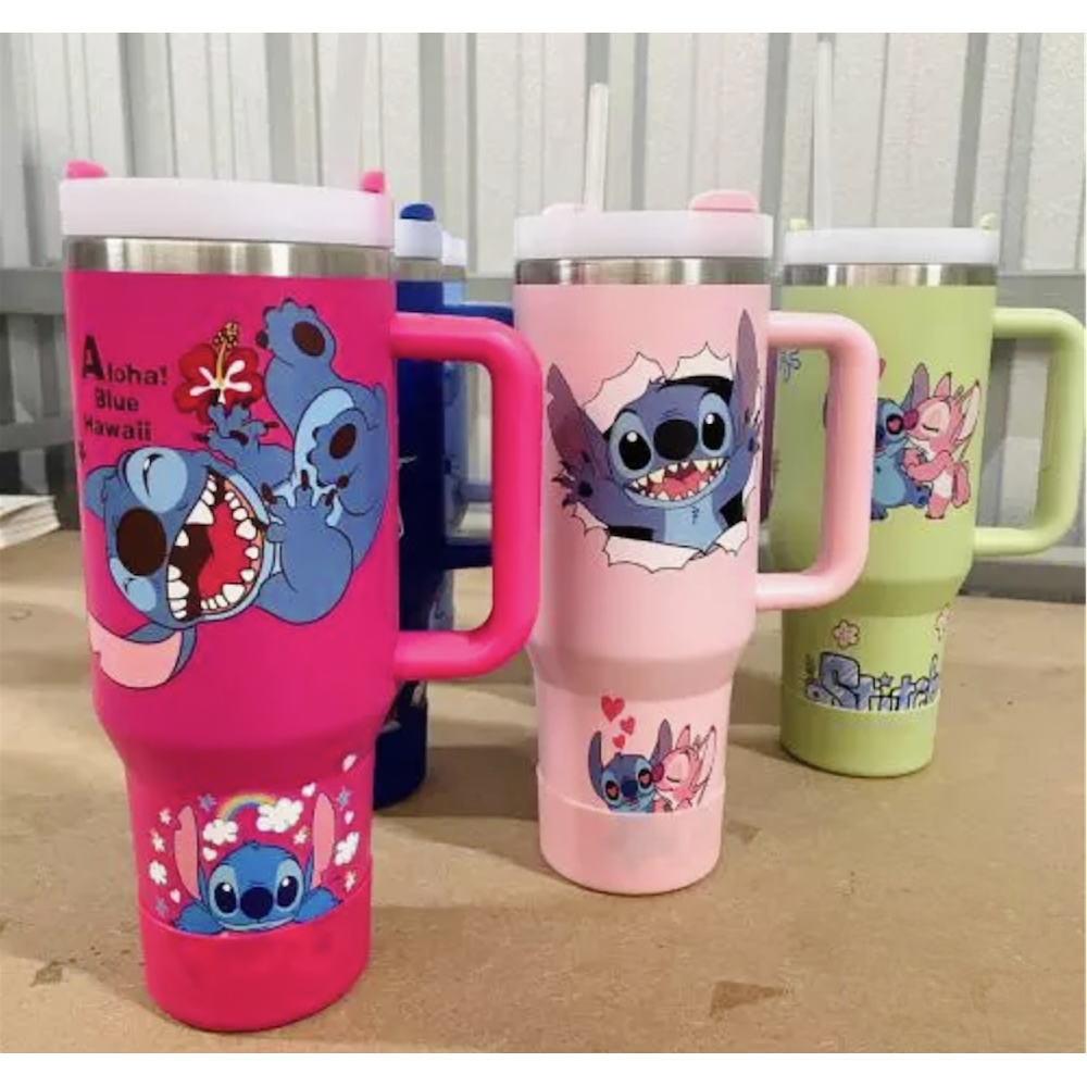 VASO CON ASA TERMICO ACERO INOXIDABLE DE STITCH 1200ML