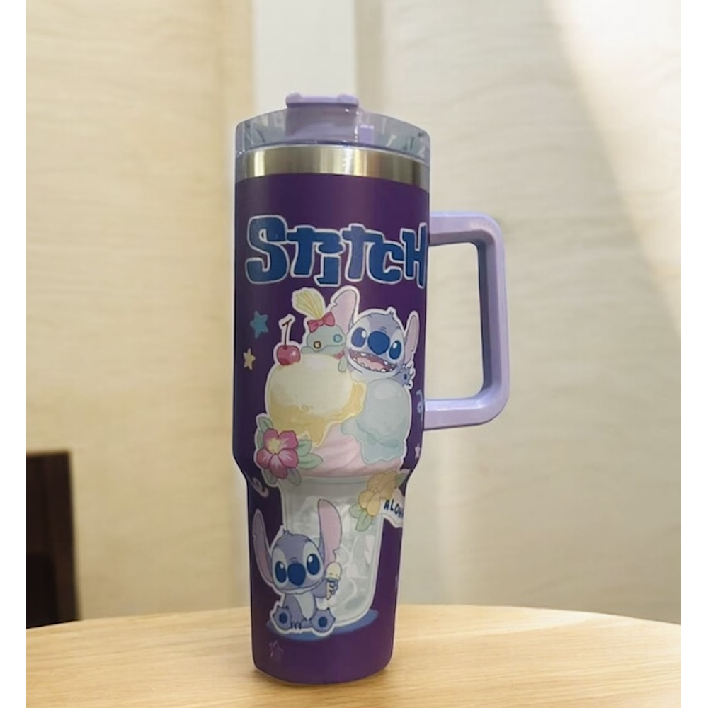 VASO CON ASA TERMICO ACERO INOXIDABLE DE STITCH 1200ML