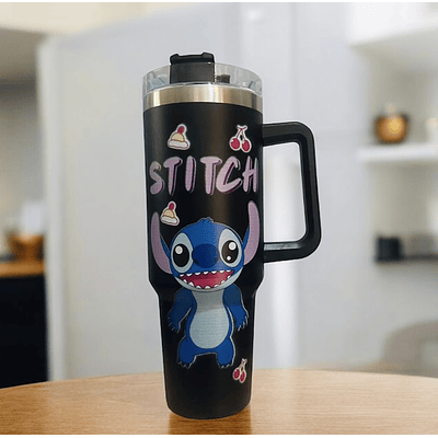 VASO CON ASA TERMICO ACERO INOXIDABLE DE STITCH 1200ML