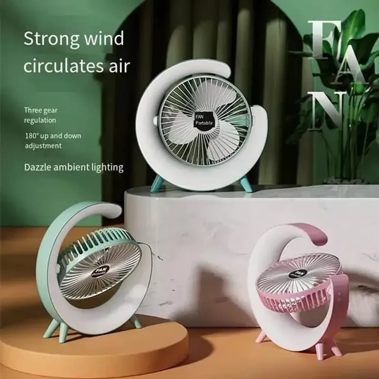 VENTILADOR DE ESCRITORIO RECARGABLE PORTÁTIL CON LUCES LED MULTICOLOR 3