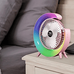 VENTILADOR DE ESCRITORIO RECARGABLE PORTÁTIL CON LUCES LED MULTICOLOR