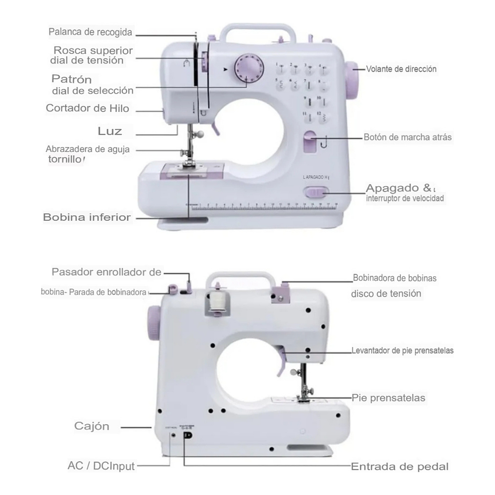 MAQUINA DE COSER DOMÉSTICA MULTIFUNCIONAL BLANCO 