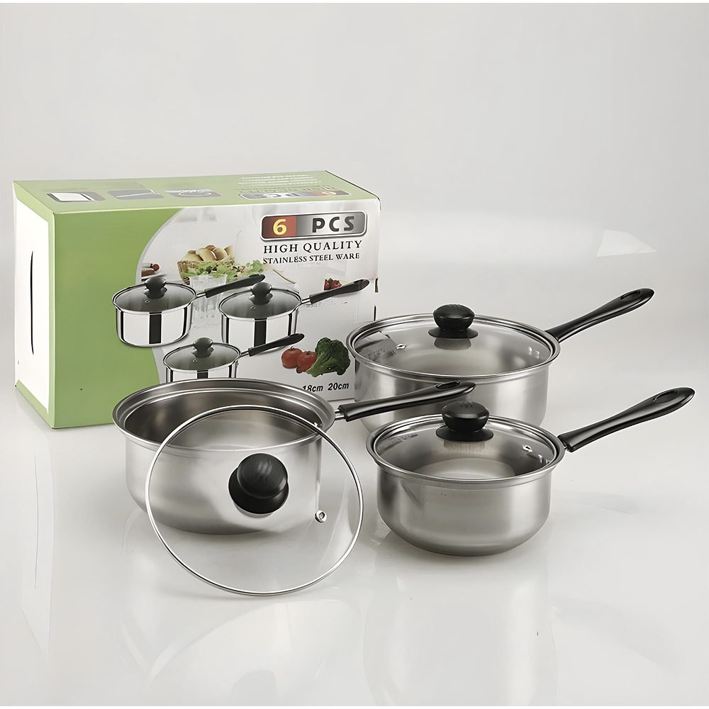 JUEGO DE 3 OLLAS DE ACERO INOXIDABLE 