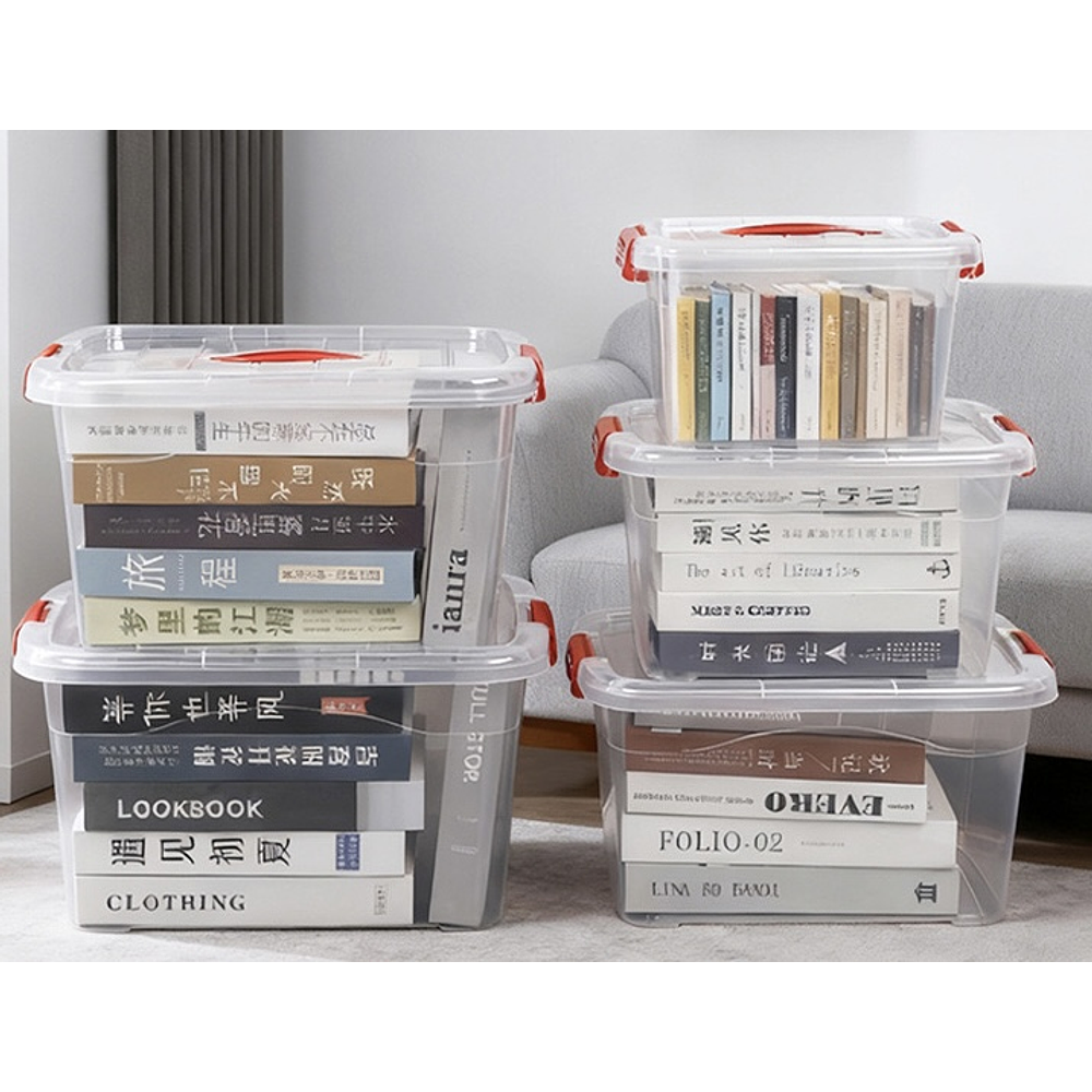 CAJA ORGANIZADORA TRANSPARENTE CON TAPA DE 2 LITROS 20x16x11CM