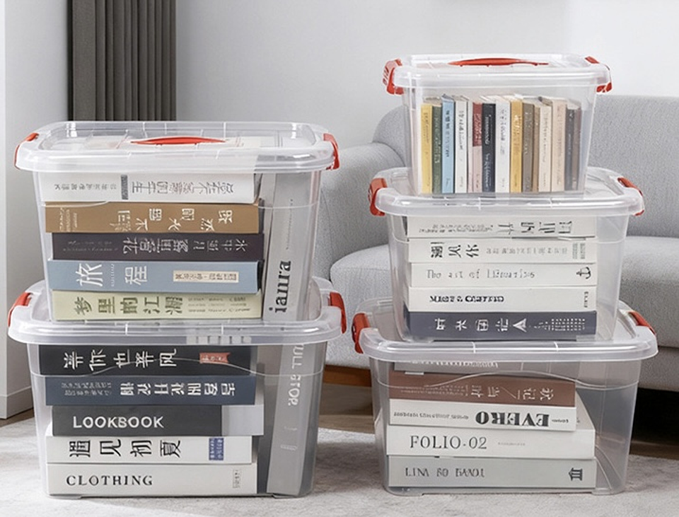 CAJA ORGANIZADORA TRANSPARENTE CON TAPA DE 2 LITROS 20x16x11CM 4