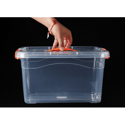 CAJA ORGANIZADORA TRANSPARENTE CON TAPA DE 10 LITROS 37x27x20CM