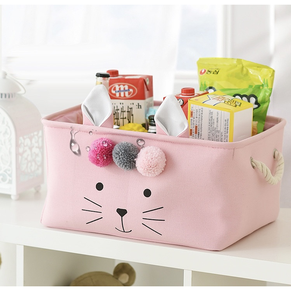 CESTA ORGANIZADOR DE LONA CONEJO RECTANGULAR 37x27x20CM