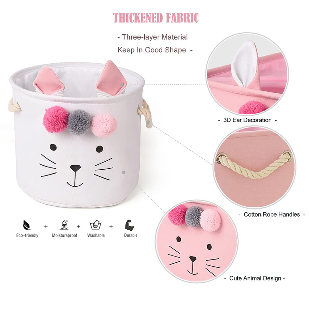 CESTA ORGANIZADOR DE LONA CONEJO REDONDO 30x30CM