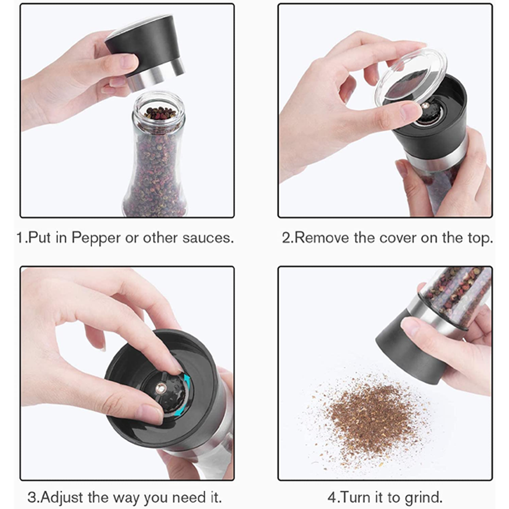 MOLINILLO DE VIDRIO PARA PIMIENTA Y SAL GRUESA 300ML