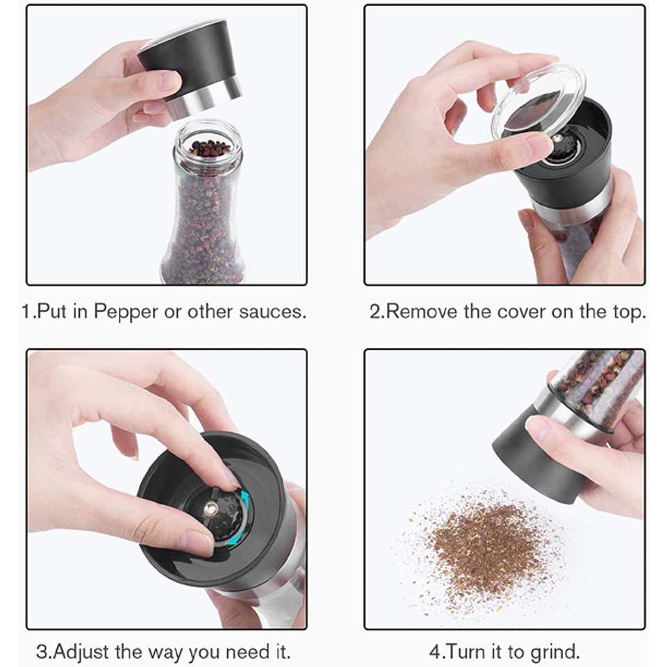 MOLINILLO DE VIDRIO PARA PIMIENTA Y SAL GRUESA 300ML 2