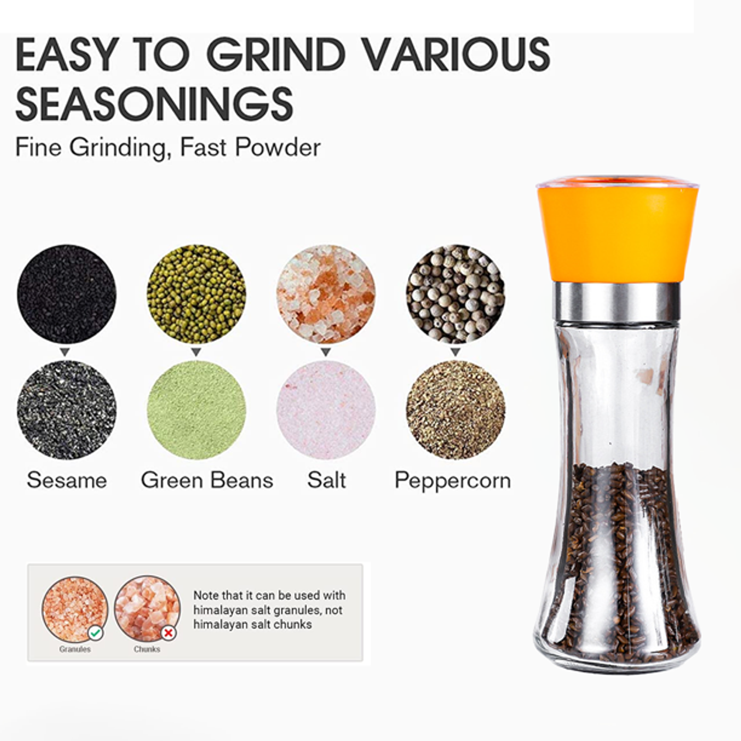 MOLINILLO DE VIDRIO PARA PIMIENTA Y SAL GRUESA 300ML 1