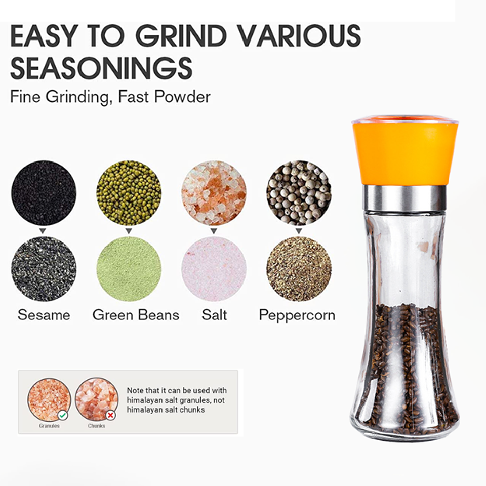 MOLINILLO DE VIDRIO PARA PIMIENTA Y SAL GRUESA 300ML 1