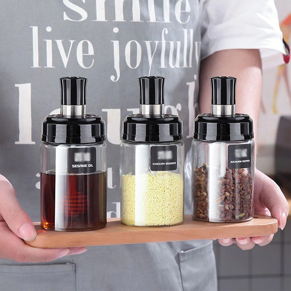 SET DE 3 FRASCOS ESPECIEROS DE VIDRIO 