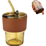 VASO DE VIDRIO CON FUNDA + BOMBILLA 