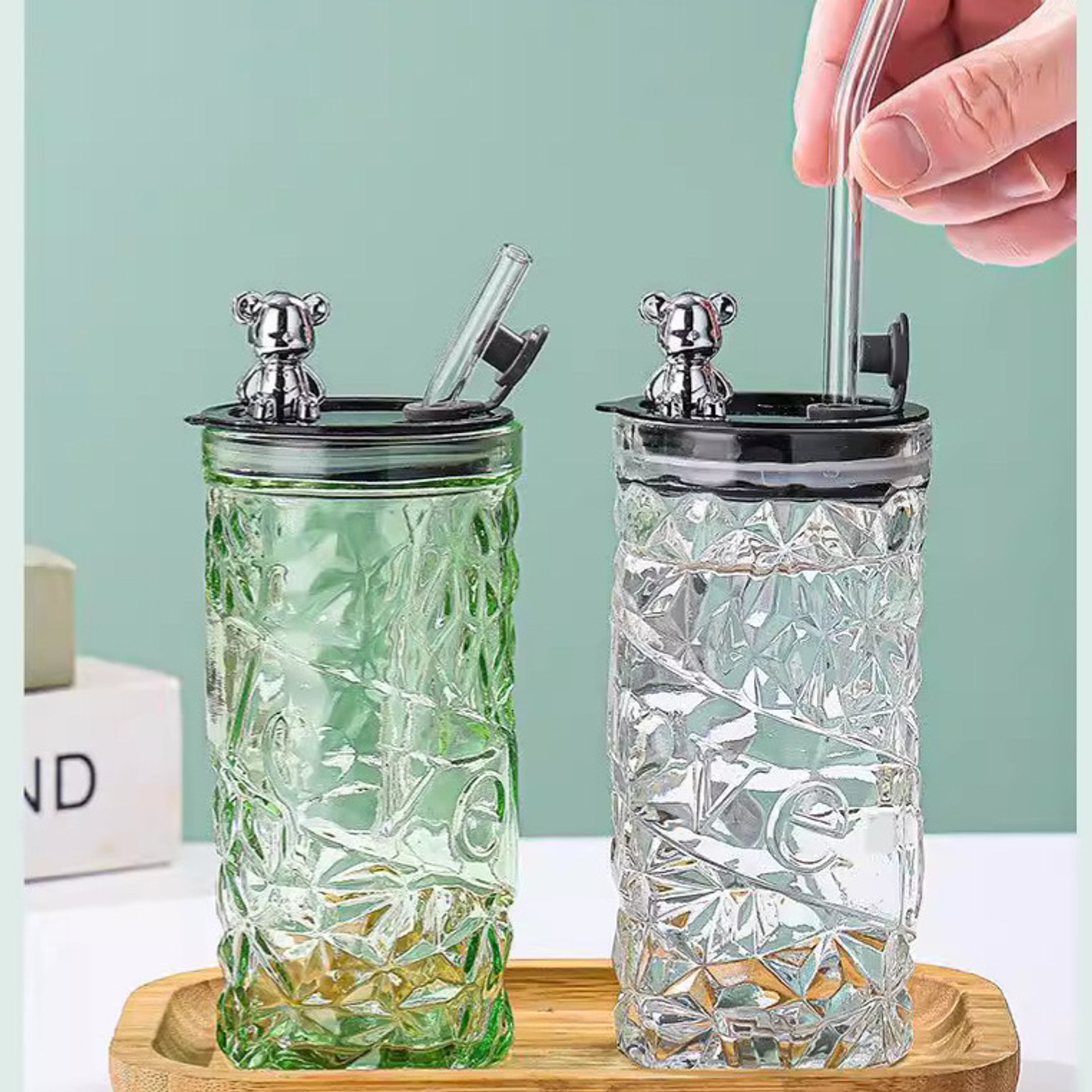 VASO GLASS VIDRIO OSITO + BOMBILLA DE VIDRIO 3