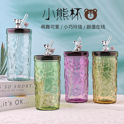 VASO GLASS VIDRIO OSITO + BOMBILLA DE VIDRIO