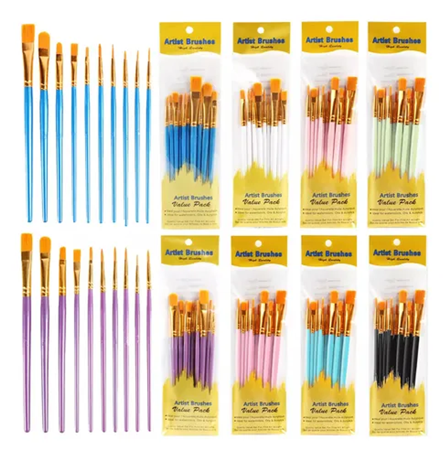 SET DE PINCELES OLEO PUNTA REDONDA 10 UNDS 4