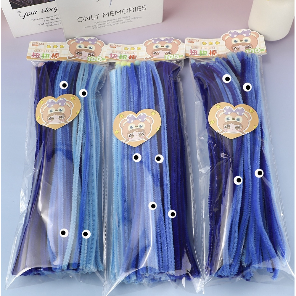 LIMPIA PIPAS DE 30CM PAQUETE DE 50 UNIDADES + OJITOS Y POMPONCITOS