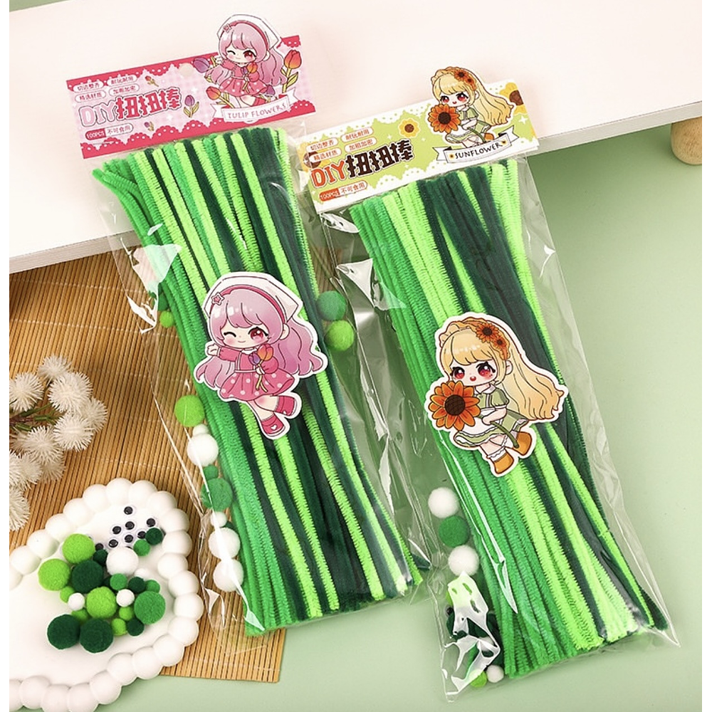 LIMPIA PIPAS DE 30CM PAQUETE DE 50 UNIDADES + OJITOS Y POMPONCITOS