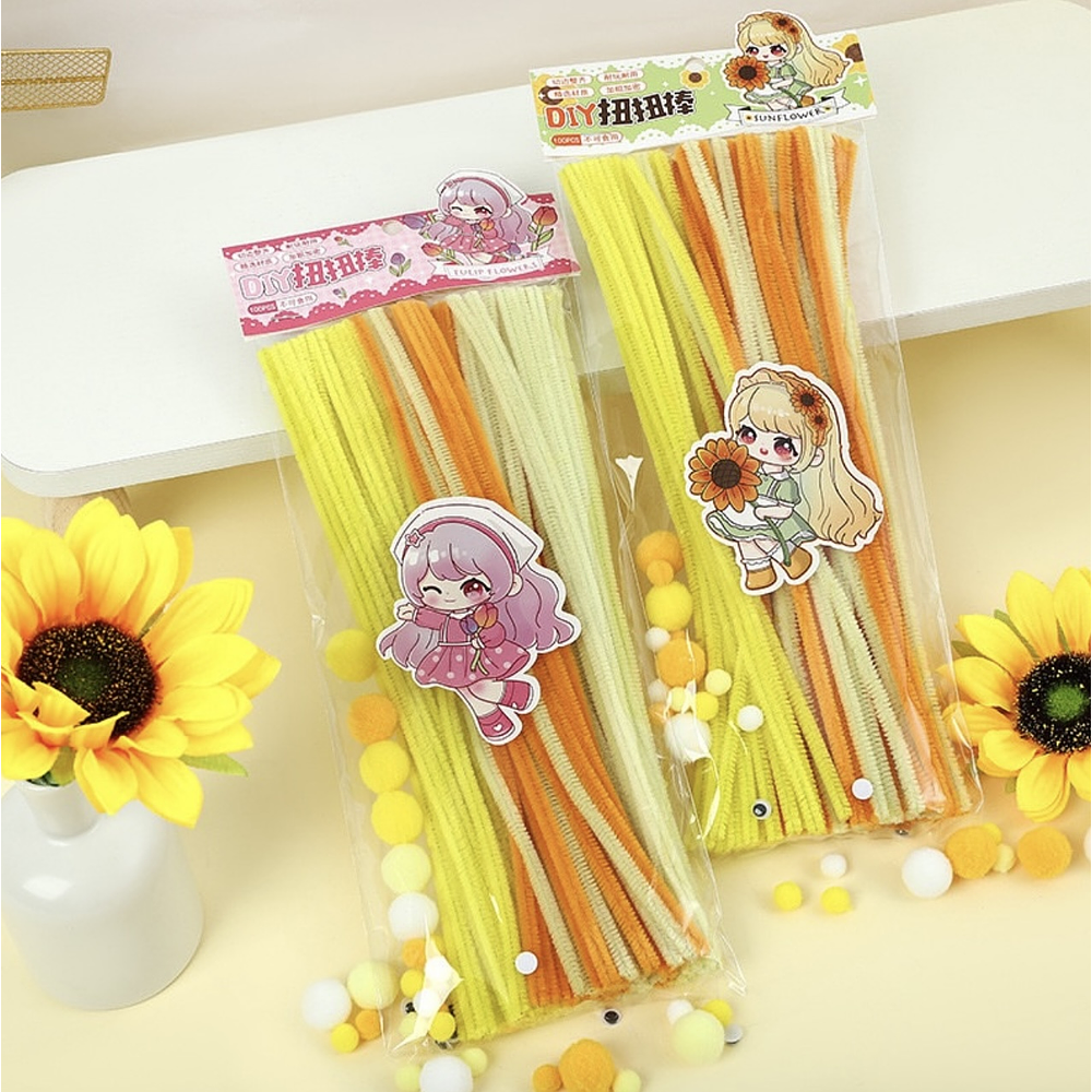 LIMPIA PIPAS DE 30CM PAQUETE DE 50 UNIDADES + OJITOS Y POMPONCITOS