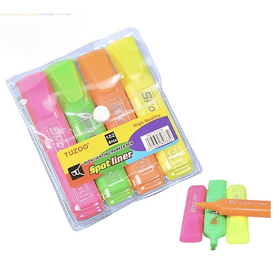 PACK 4 DESTACADORES SPORT LINER FLUOR PUNTA GRUESA