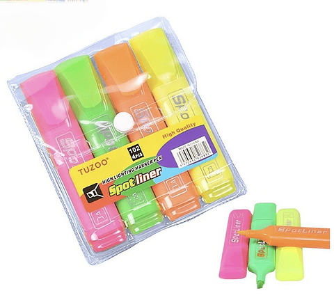 PACK 4 DESTACADORES SPORT LINER FLUOR PUNTA GRUESA