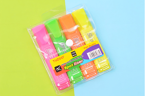 PACK 4 DESTACADORES SPORT LINER FLUOR PUNTA GRUESA