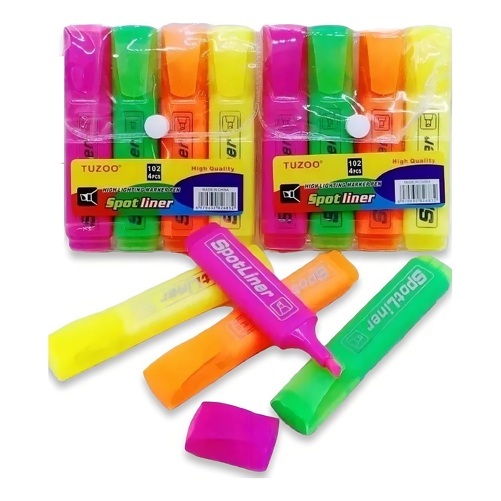 PACK 4 DESTACADORES SPORT LINER FLUOR PUNTA GRUESA