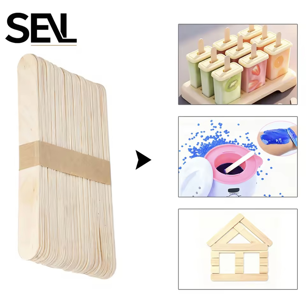 PALO DE HELADO MADERA GRUESO NATURAL 50UNDS (BAJA LENGUA)